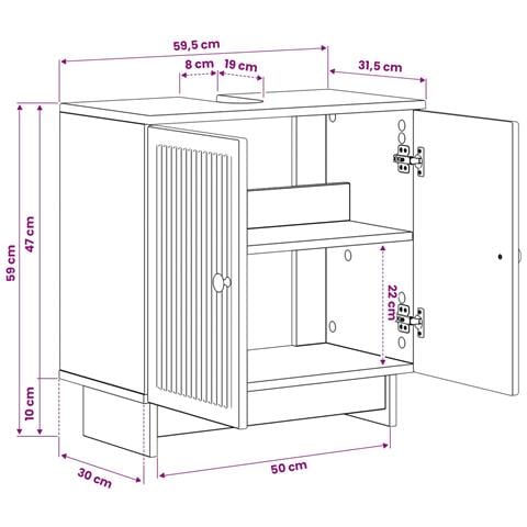 Armadio per Lavabo da Bagno EDE Sonoma grigio - Foto 9