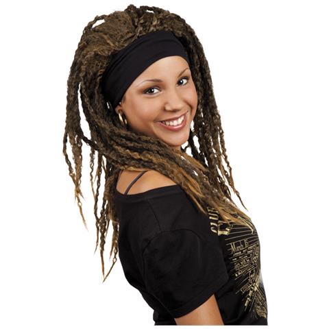 Parrucca Rasta Castana Da Donna Con Fascia Taglia Unica - Foto 2