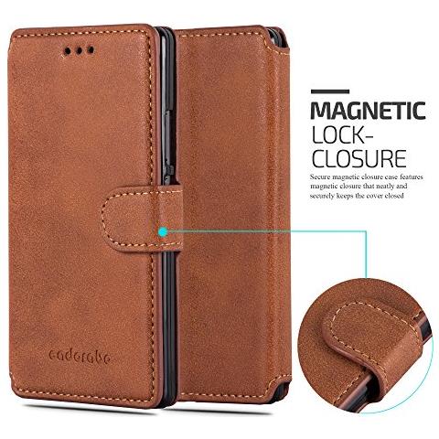 Custodia Compatibile Con Huawei P7 In Opaco Marrone - Coperchio Protettivo Con Funzione Stand E Tasca Per Le Carte Di Credito Con Design Retrò - Foto 2