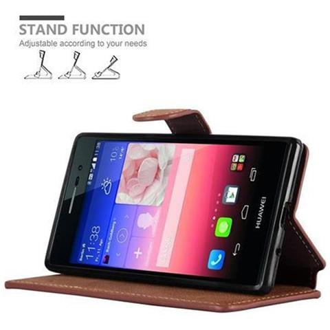Custodia Compatibile Con Huawei P7 In Opaco Marrone - Coperchio Protettivo Con Funzione Stand E Tasca Per Le Carte Di Credito Con Design Retrò - Foto 8