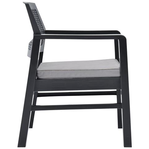 Set Salotto Da Giardino 3 Pz In Plastica Antracite - Foto 2