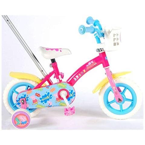 Bici Bicicletta Bambina Peppa Pig Scatto Fisso 10 Pollici Con Ruotine 85% Assemblata Rosa - Foto 2