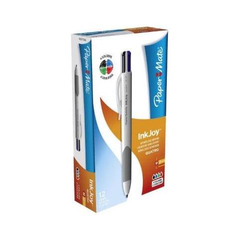 Papermate S0977260 Penna Roller Penna Retrattile A Clip Nero, Blu, Verde, Rosso (paper Mate Ink Joy Quatro 4-colour Business Colours Med Pk12)  - Foto 2