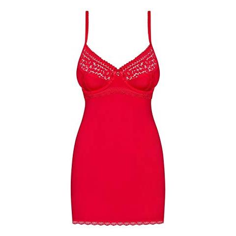 Camicia Da Notte Con Pizzo In Fiori Jolierose Chemise, Rosso, 2xl - Foto 5