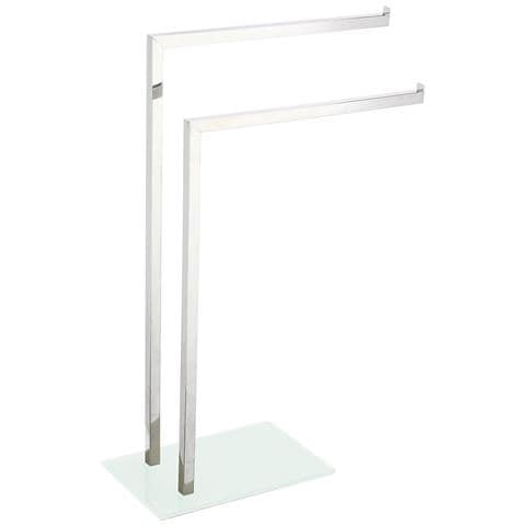 Piantana Portasciugamani Con Base Bianco Da Bagno Porta Asciugamani Indipendente - Foto 2