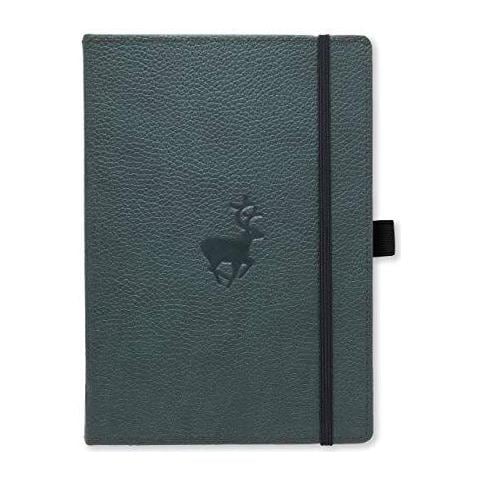 Simboli Wildlife Media A5 Rilegato Notebook - Pu Leather Microforato 100gsm Crema Pages Tasca Interna Elastico Di Chiusura Porta Penne Bookmark (punteggiato Verde Cervo) - Foto 1