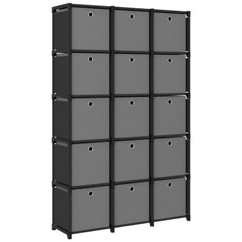 Mobile con 15 Scatole a Cubo Nero 103x30x175,5 cm in Tessuto - Foto 1