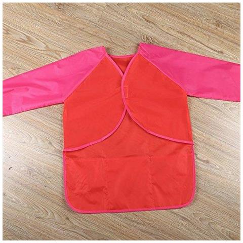4 Pezzi Art Kids Grembiuli Artista Bambini Impermeabili Del Dipinto Smocks Con Manica Lunga 3 Tasche Per Et 2-8 Anni (yellow Pink Blue Red)  - Foto 2