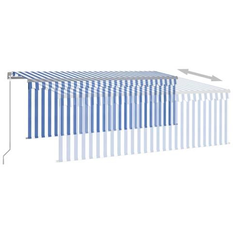 Tenda Sole Retrattile Manuale con LED 4x3m Blu e Bianco - Foto 2