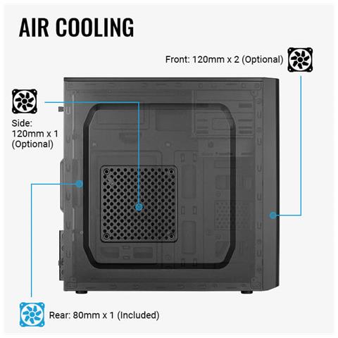 Case CS-103 Mini Tower Micro-ATX / Mini-ITX 1 Porta USB 3.0 Colore Nero  - Foto 2
