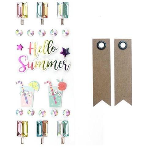 22 Adesivi In 3d - Ciao Estate + 20 Etichette Kraft Con Gagliardetto - Foto 1