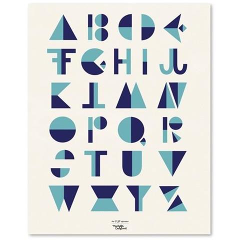 Locandina Alfabete Stile Cubista - Blu - Foto 1