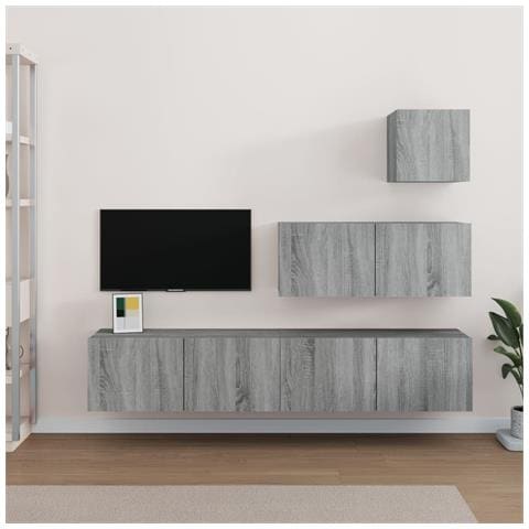 Set Di Mobili Porta Tv 4 Pz Grigio Sonoma In Legno Multistrato - Foto 10