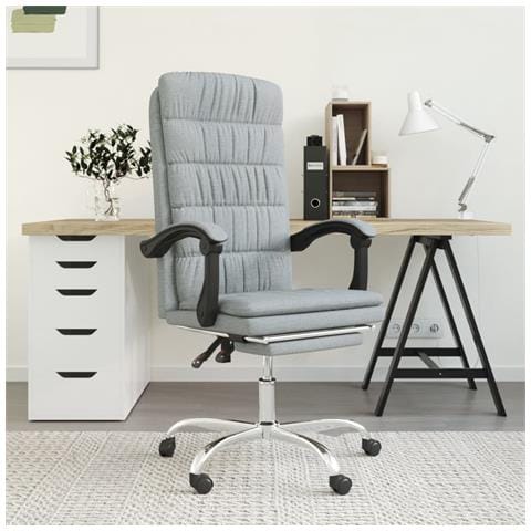 Poltrona da Ufficio Reclinabile Grigio Chiaro in Tessuto - Foto 2