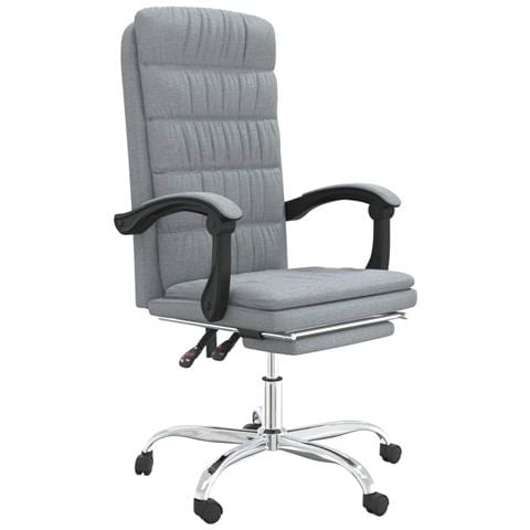 Poltrona da Ufficio Reclinabile Grigio Chiaro in Tessuto - Foto 1