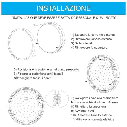 Plafoniera Led 15w - Ip54 Resistente All'acqua - Luce Bianca Calda 3000k - 1350 Lumen - Plafoniera Tonda Impermeabile Da Soffitto E Parete - Ideale Per Uso Esterno O Interno - Foto 5