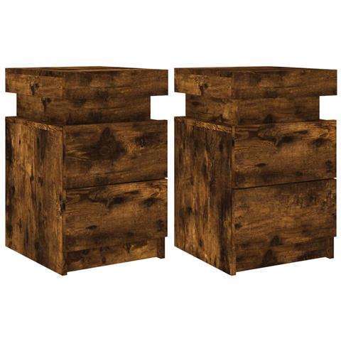 Comodini Con Luci Led 2pz Rovere Fumo 35x39x55 Cm - Foto 2