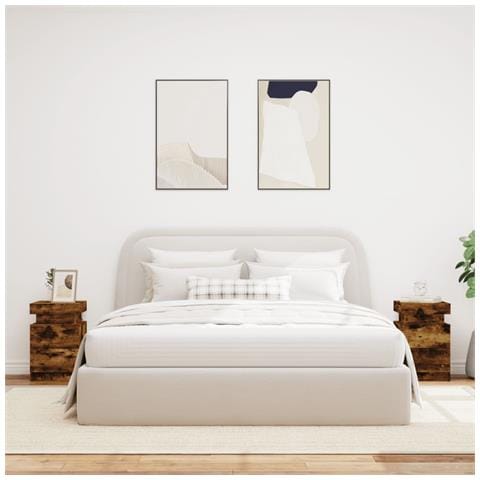 Comodini Con Luci Led 2pz Rovere Fumo 35x39x55 Cm - Foto 3