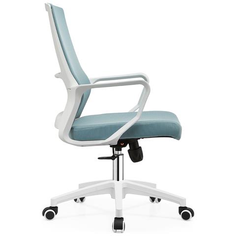 Sedia Da Ufficio Blu Con Struttura Bianca Poltrona Da Scrivania Studio Cameretta - Foto 4