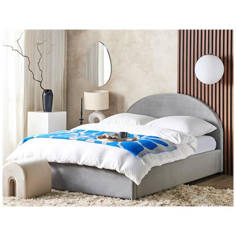 Letto Contenitore Velluto Grigio Chiaro 180 X 200 Cm Vaucluse - Foto 1