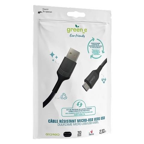 Cavo Micro-usb A Usb 2.4a Con Fascetta Carica E Sincronizzazione 2,5m, Nero - Foto 3