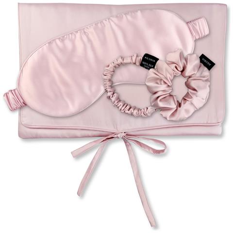Travel Set Hair Borsa Di Seta, Maschera Per Dormire, Scrunchie S & Scrunchie M - Foto 1