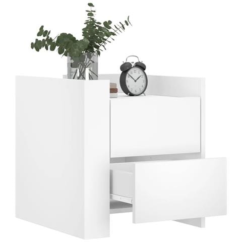 Comodino Bianco 45x50x50 Cm In Truciolato - Foto 3