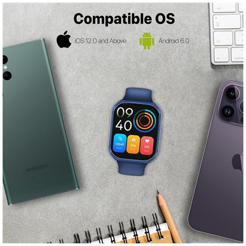 Smartwatch XWatch-TF2 Impermeabile Display 2.01" 578KB Bluetooth Colore Blu - Foto 8