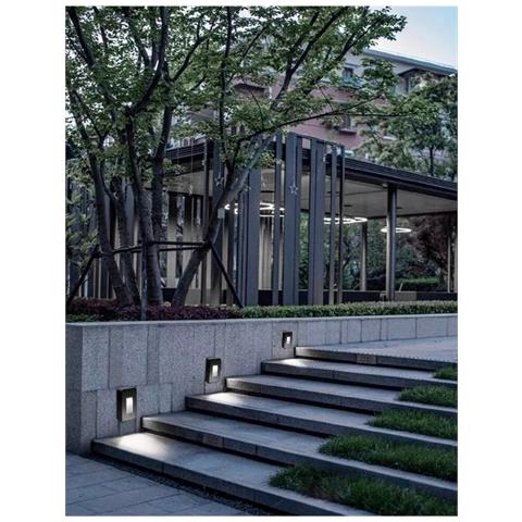 Applique Led Luce Bianca Faretto 12 W Segnapassi A Muro Esterno Nero Ip65 Es62 - Foto 1