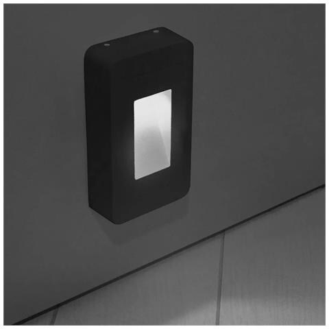 Applique Led Luce Bianca Faretto 12 W Segnapassi A Muro Esterno Nero Ip65 Es62 - Foto 2