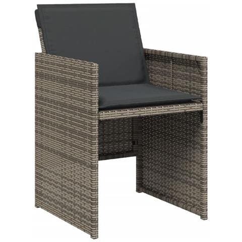 Set da Pranzo da Giardino 15 pz con Cuscini Grigio Polyrattan - Foto 2