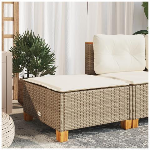 Sgabello Giardino con Cuscino Beige 63,5x56x32 cm in Polyrattan - Foto 2