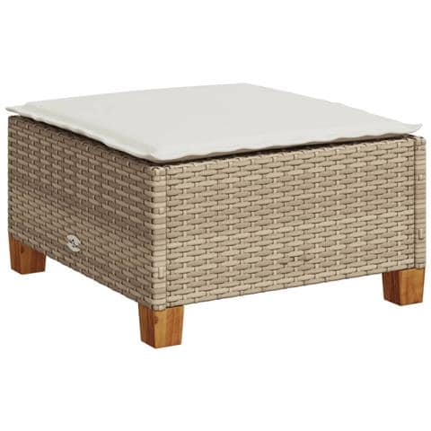 Sgabello Giardino con Cuscino Beige 63,5x56x32 cm in Polyrattan - Foto 1