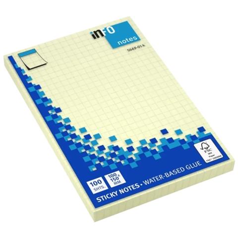 Blocco Note Globali Info Da 100 Foglietti Adesivi Con Griglia 150 X 100 Mm - Certificazione Fsc? - Colore Giallo - Foto 1