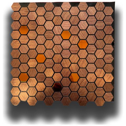 Top! Piastrella Autoadesiva In Vero Alluminio Serigrafato Con Inserti In Acciaio 30x30cm (sp. 3mm) Color Bronzo - Foto 1