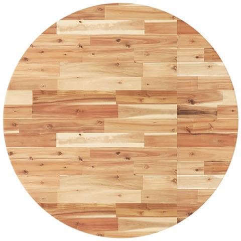 Piano Tavolo Rotondo 90x4 Cm In Legno Massello Di Acacia - Foto 2