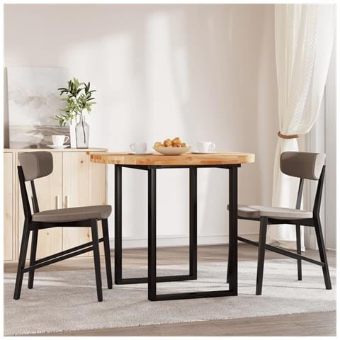 Piano Tavolo Rotondo 90x4 Cm In Legno Massello Di Acacia - Foto 3