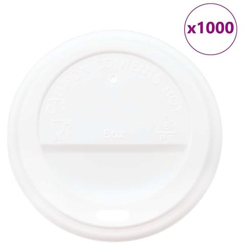 Coperchi Tazze Da Caffè Carta 80mm 8oz 1000 Pz Plastica Bianca - Foto 2