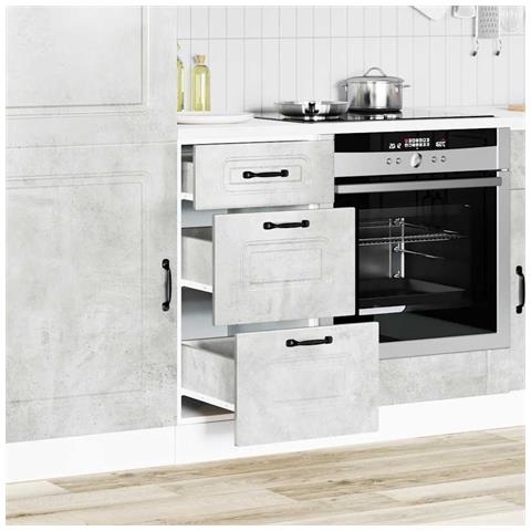 Base Da Cucina Kalmar Grigio Cemento In Legno Multistrato - Foto 3