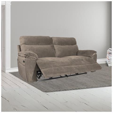 Divano Recliner Boston 3 Posti Manuale In Tessuto Barrel 21 Tortora - Foto 1