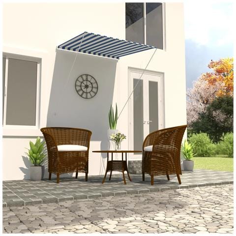 Lusso Casadino - Tenda Da Sole Retrattile 100x150 Cm Blu E Bianco - Foto 8