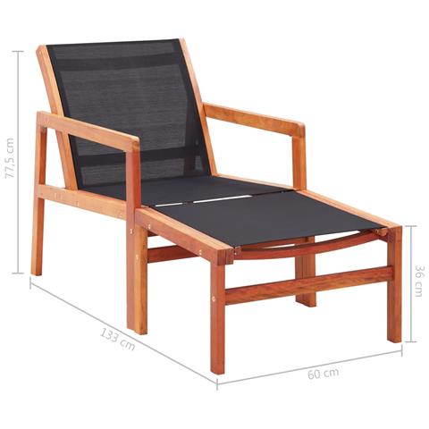 Lusso Casadino -  Sedia Da Giardino Con Pouf In Massello Di Eucalipto E Textilene - Foto 8