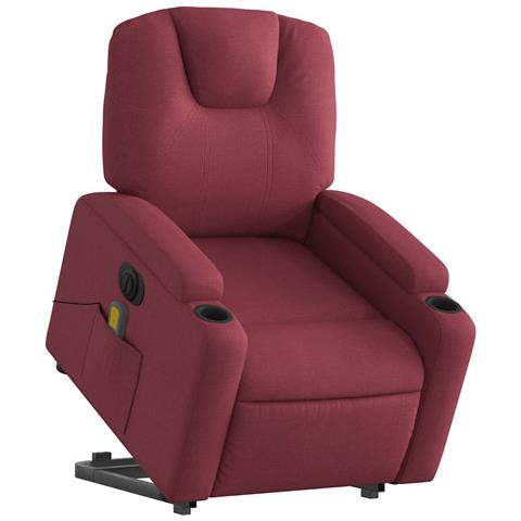 Poltrona Alzapersona Massaggiante Elettrica Rosso Vino Tessuto - Foto 2