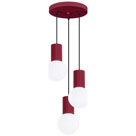 Sollux Lighting Lampada A Sospensione Halo 3p Bordeaux Sl.1750 - Moderno Lampada A Sospensione Borgogna 125x25x25 Cm - Foto 1