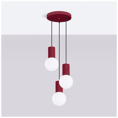 Sollux Lighting Lampada A Sospensione Halo 3p Bordeaux Sl.1750 - Moderno Lampada A Sospensione Borgogna 125x25x25 Cm - Foto 2