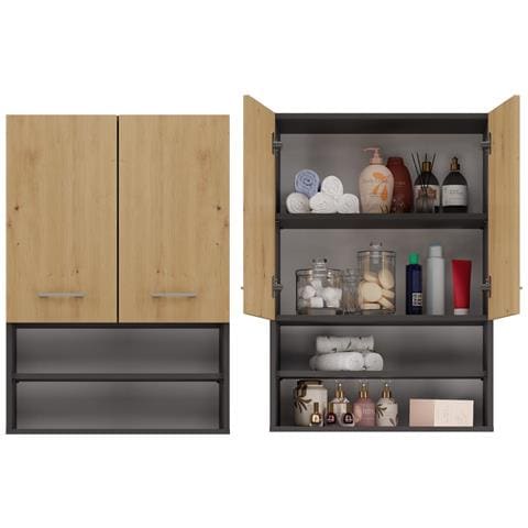 POLA MINI DK ANT /ART armadietto di conservazione per bagno Grafite, Quercia - Foto 1