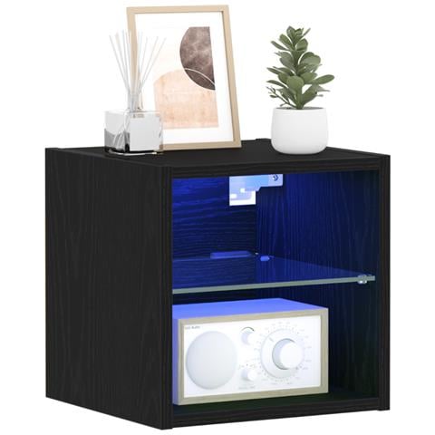 Mobile TV LED Nero Rovere 30x28,5x30 cm Legno ingegnerizzato - Foto 2