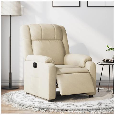 Poltrona Elettrica Reclinabile Crema in Tessuto - Foto 2