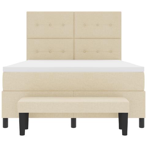Letto a Box Spring con Materasso e Panchina Crème 140x200 cm Tessuto - Foto 9