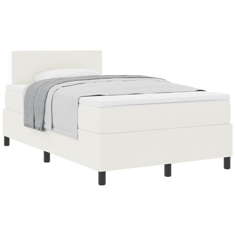 Letto a Molle con Materasso Panna 120x200 cm Tessuto Corduroy - Foto 1
